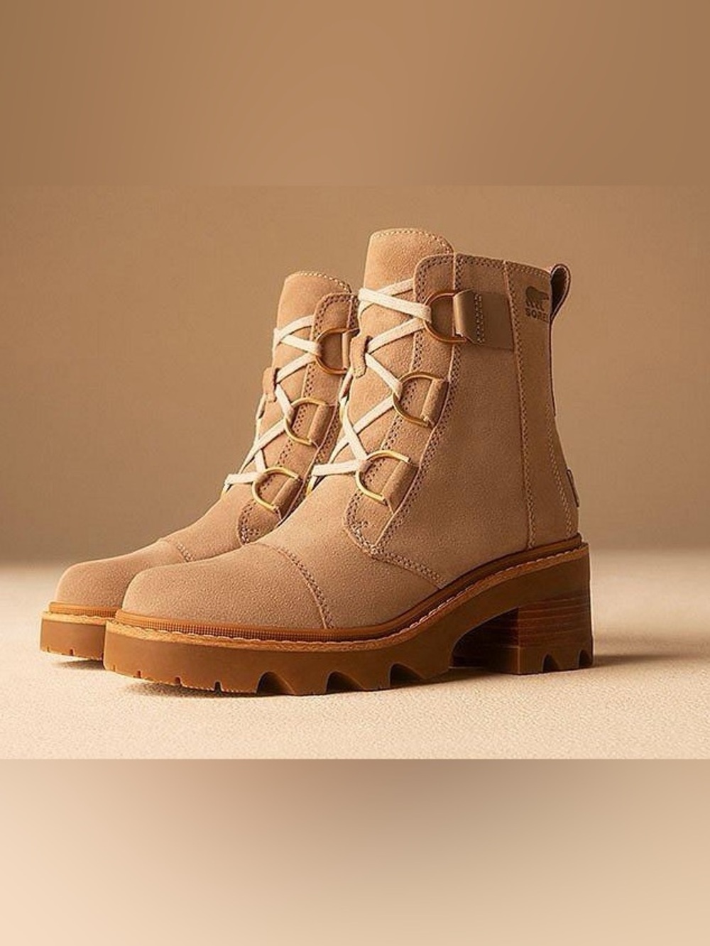 SOREL Women's Joan Now Lace Boots in Omega Taupe - Picture 2 of 8